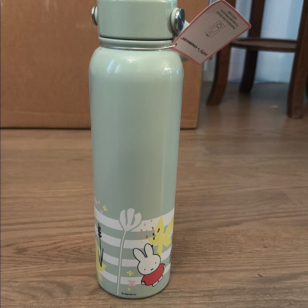 Miffy Mint Green Stainless Water Bottle - Cute Floral Design